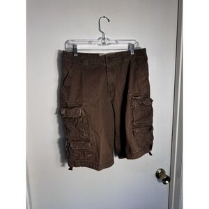 Lee Dungarees Men's Brown Heavy Cotton Twill Cargo Shorts Multi-Pocket Workwear